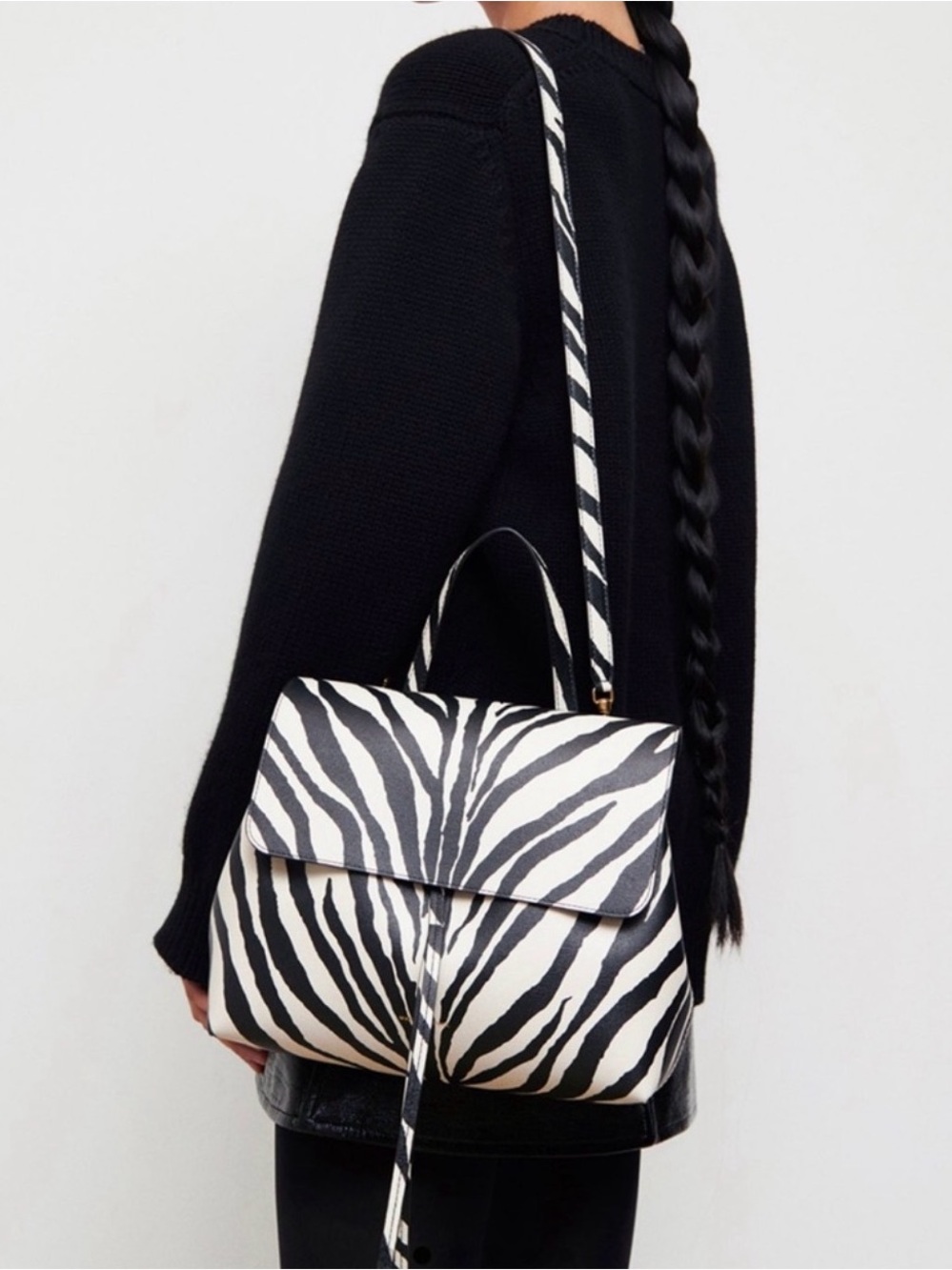 Mansur Gavriel Zebra-Print Leather Backpack - Black & White